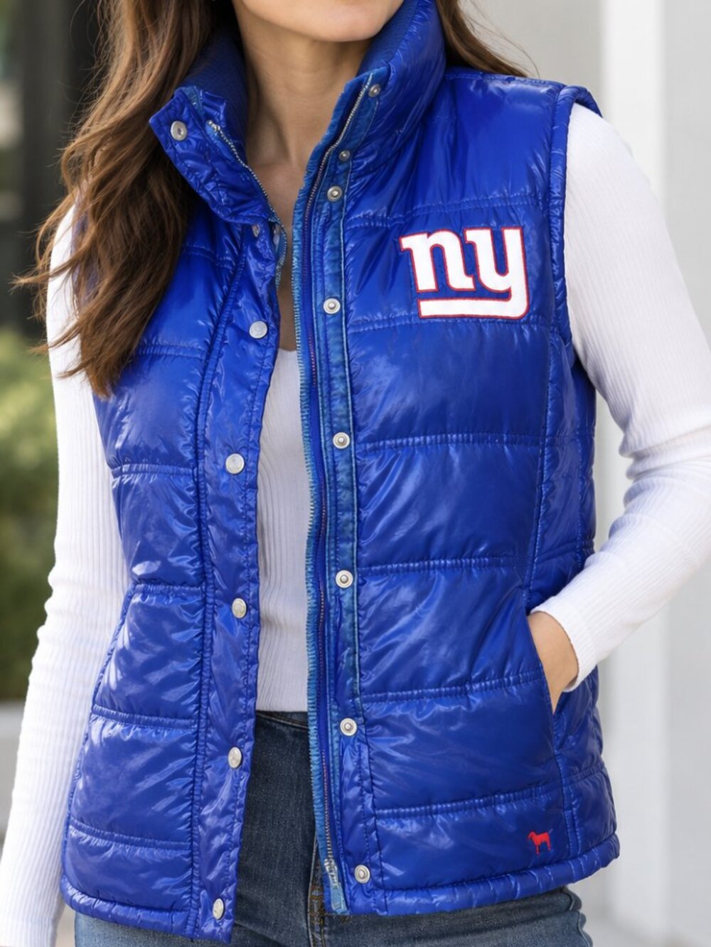 NFL Victoria's Secret Blue Quilted Puffer Vest Size Small